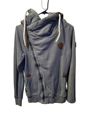 Naketano Family Biz Scarface Hoodie Womens Small Grey Blue Pullover Cozy Sweatsh